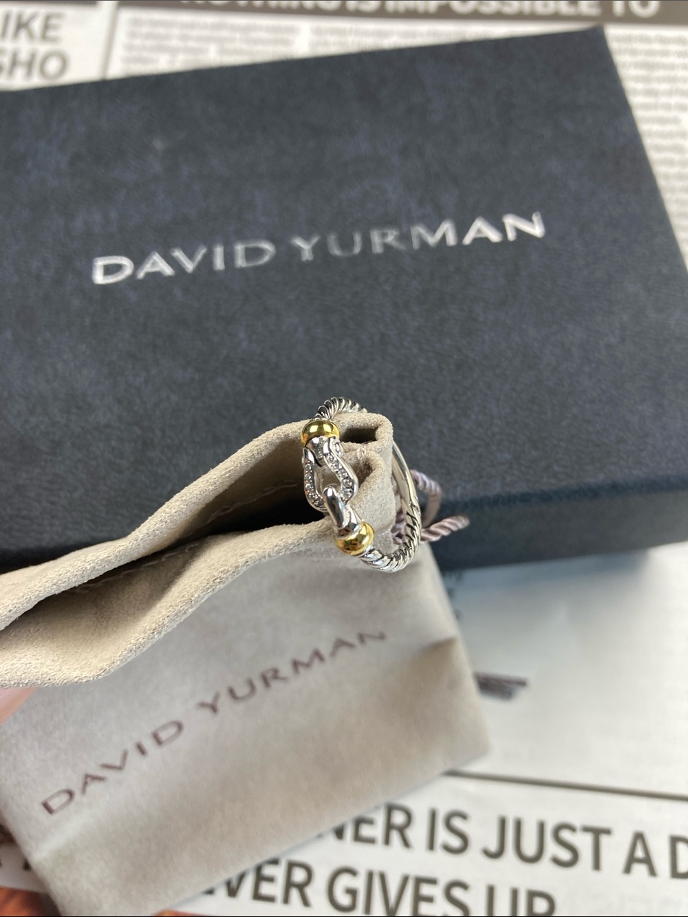 David Yurman Two-Tone Cable Ring with Gold Accent - Silver/Gold